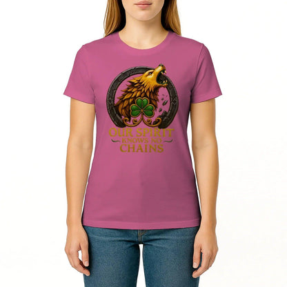 Irish T-Shirt - Our Spirit Knows No Chains Tee Wear Unisex - Celtic Wolfwear