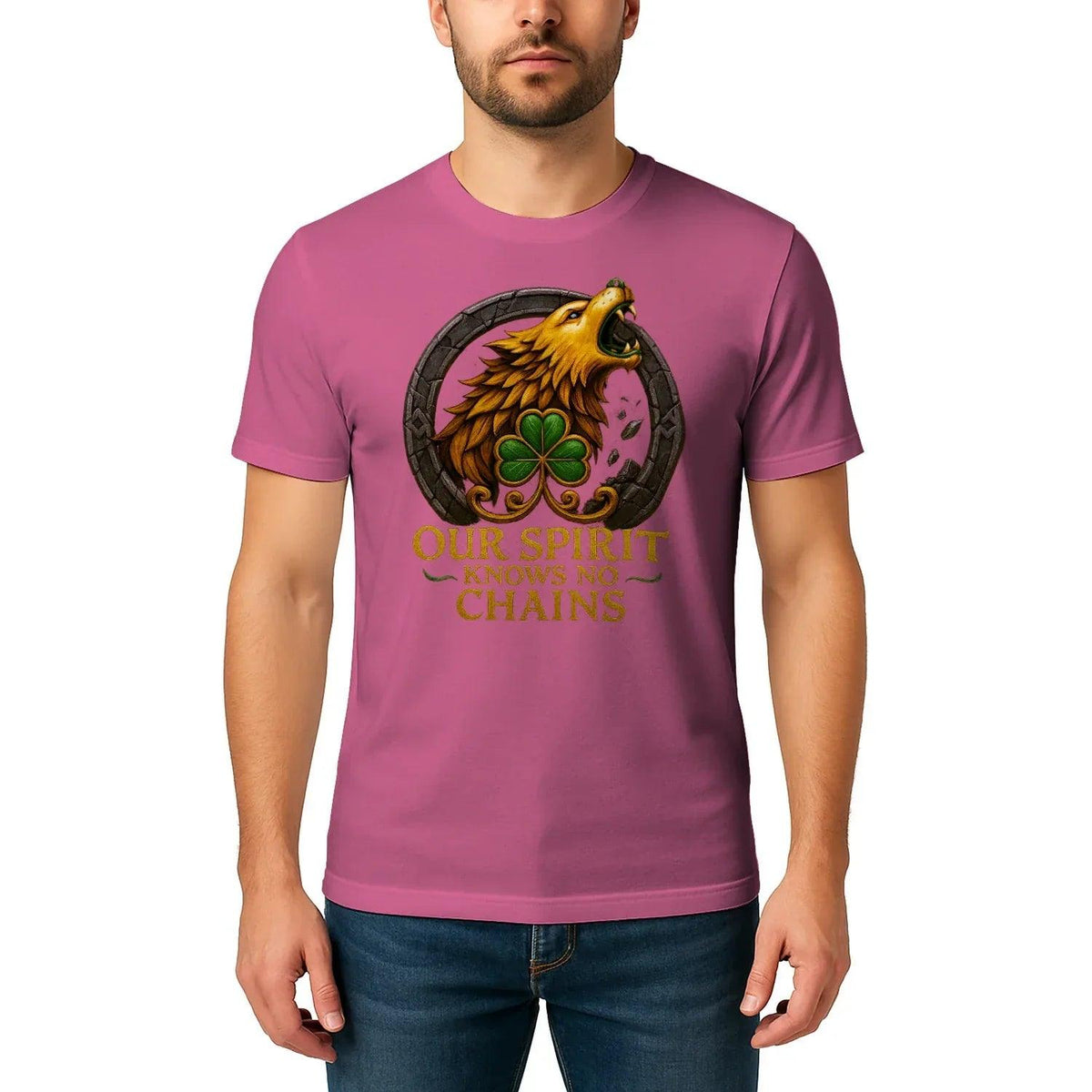 Irish T-Shirt - Our Spirit Knows No Chains Tee Wear Unisex - Celtic Wolfwear