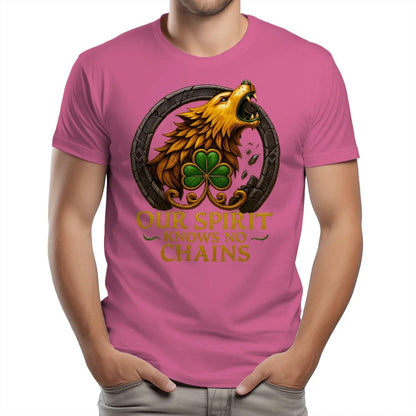 Irish T-Shirt - Our Spirit Knows No Chains Tee Wear Unisex - Celtic Wolfwear