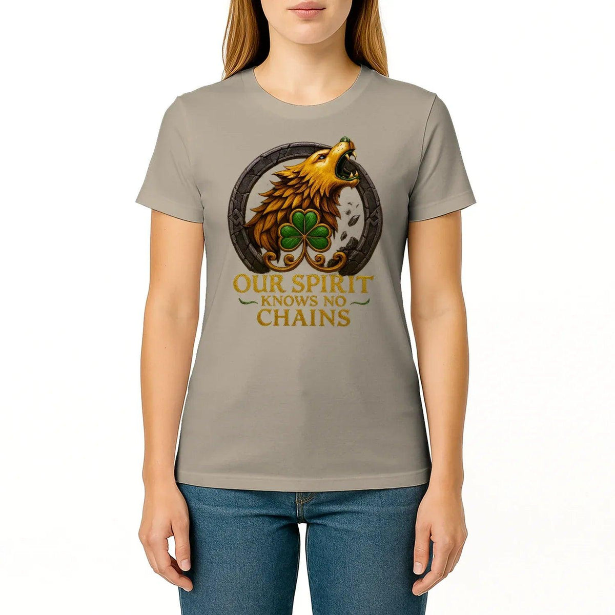 Irish T-Shirt - Our Spirit Knows No Chains Tee Wear Unisex - Celtic Wolfwear