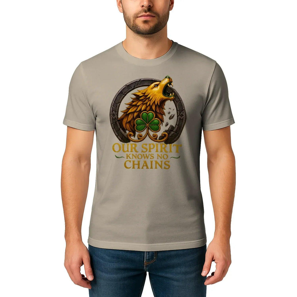 Irish T-Shirt - Our Spirit Knows No Chains Tee Wear Unisex - Celtic Wolfwear