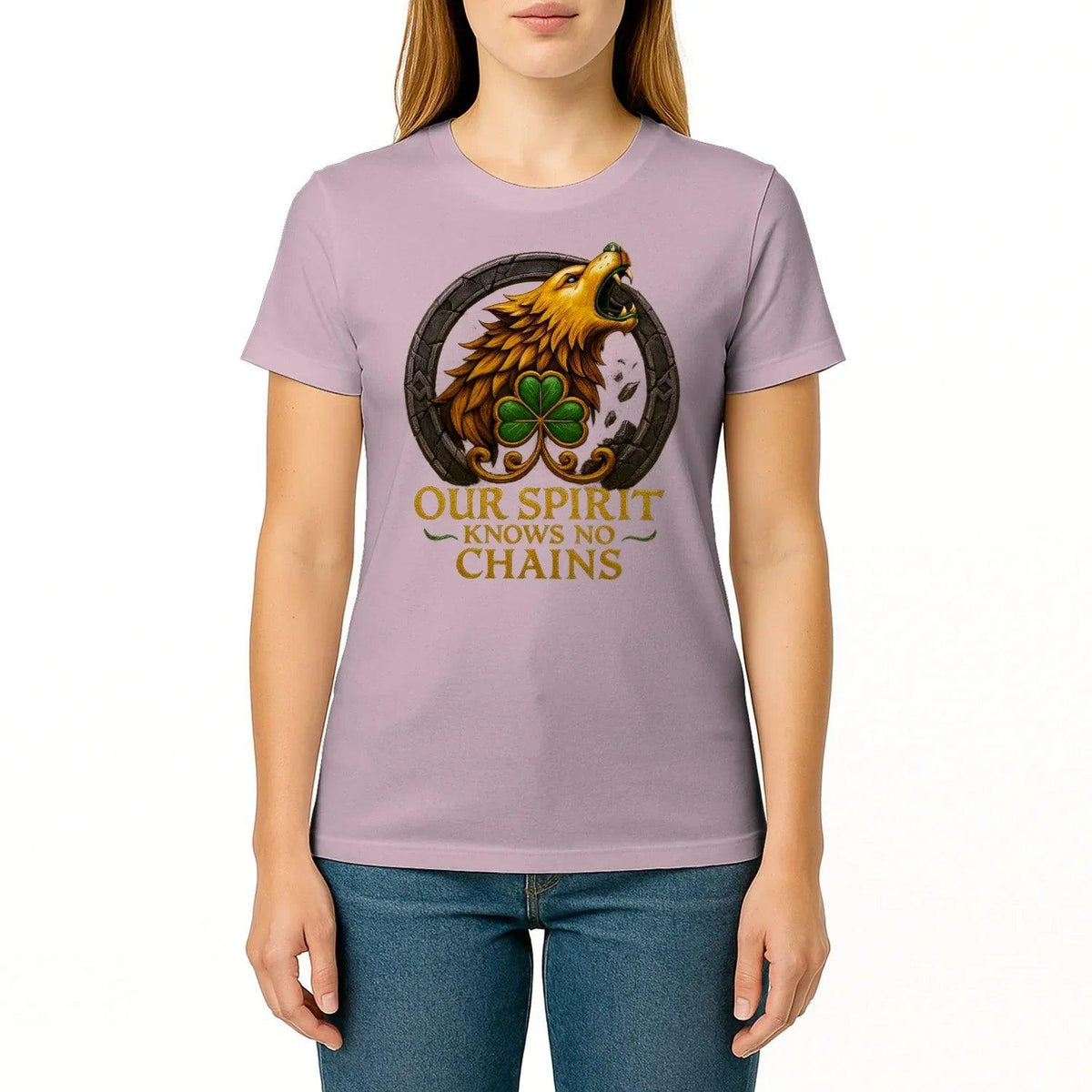 Irish T-Shirt - Our Spirit Knows No Chains Tee Wear Unisex - Celtic Wolfwear