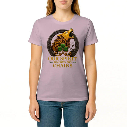 Irish T-Shirt - Our Spirit Knows No Chains Tee Wear Unisex - Celtic Wolfwear