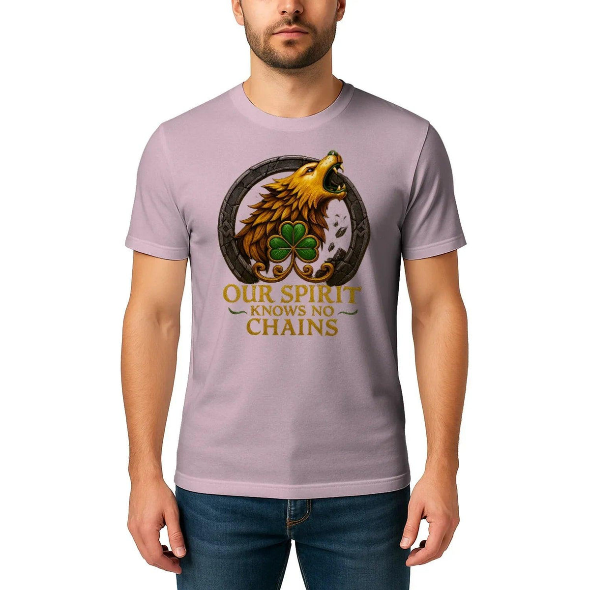Irish T-Shirt - Our Spirit Knows No Chains Tee Wear Unisex - Celtic Wolfwear