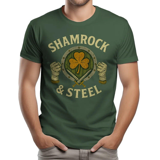 Irish T-Shirt - Shamrock and Steel, Heritage Streetwear - Celtic Wolfwear