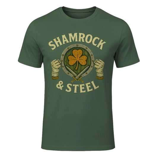 Irish T-Shirt - Shamrock and Steel, Heritage Streetwear - Celtic Wolfwear