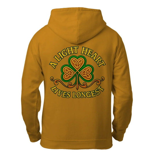 Irish Zip Hoodie - A Light Heart Lives Longest Graphic - Celtic Wolfwear