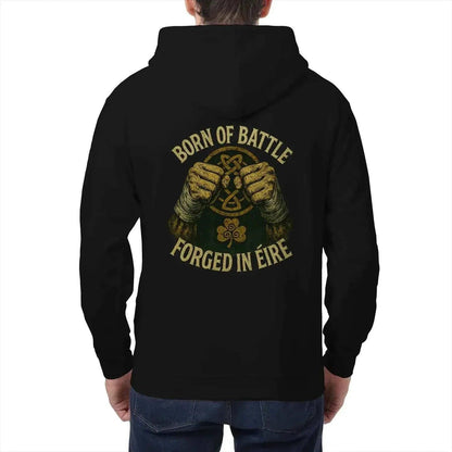 Irish Zip Hoodie - Born of Battle Forged Unisex Streetwear - Celtic Wolfwear