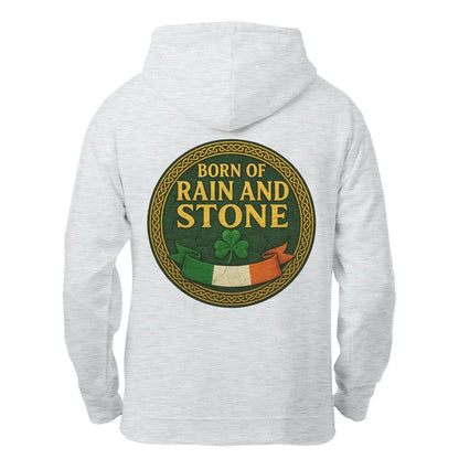 Irish Zip Hoodie - Born of Rain and Stone Unisex Streetwear - Celtic Wolfwear