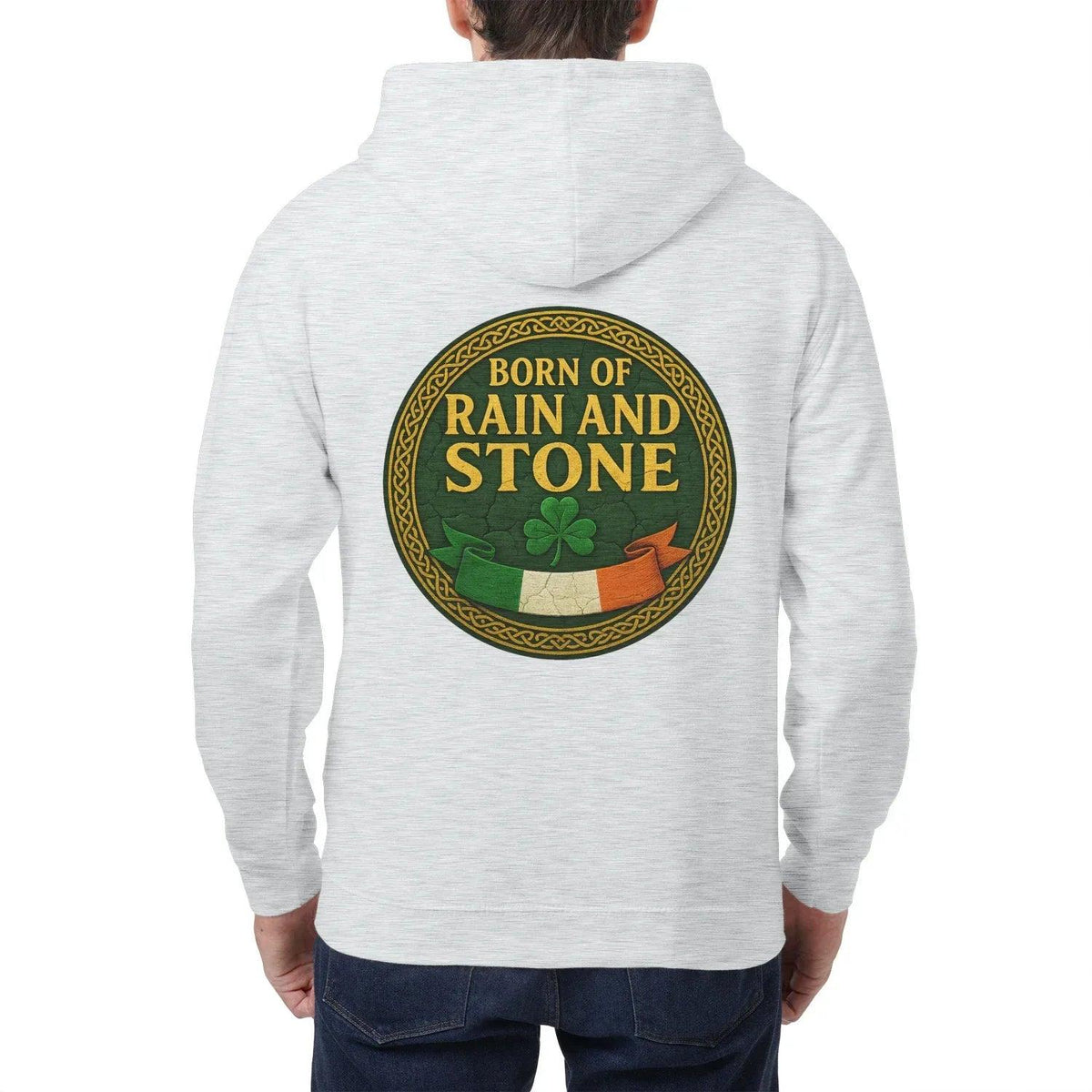 Irish Zip Hoodie - Born of Rain and Stone Unisex Streetwear - Celtic Wolfwear