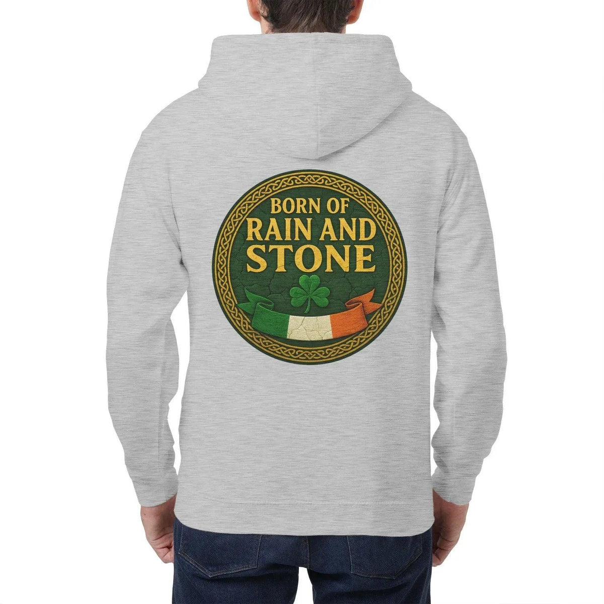 Irish Zip Hoodie - Born of Rain and Stone Unisex Streetwear - Celtic Wolfwear