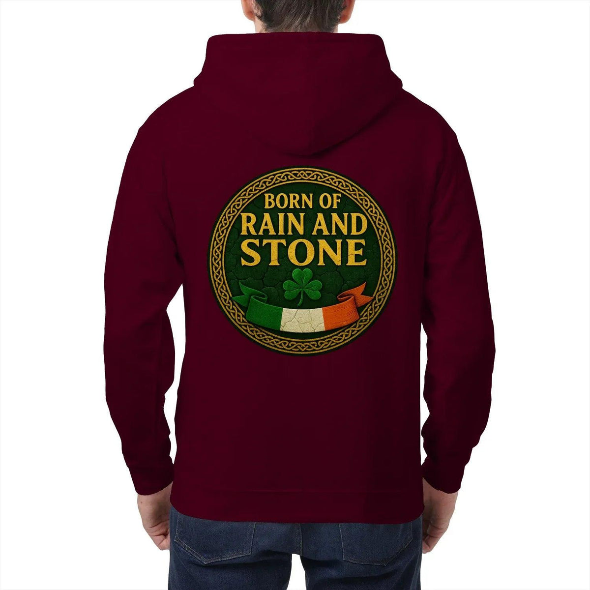 Irish Zip Hoodie - Born of Rain and Stone Unisex Streetwear - Celtic Wolfwear