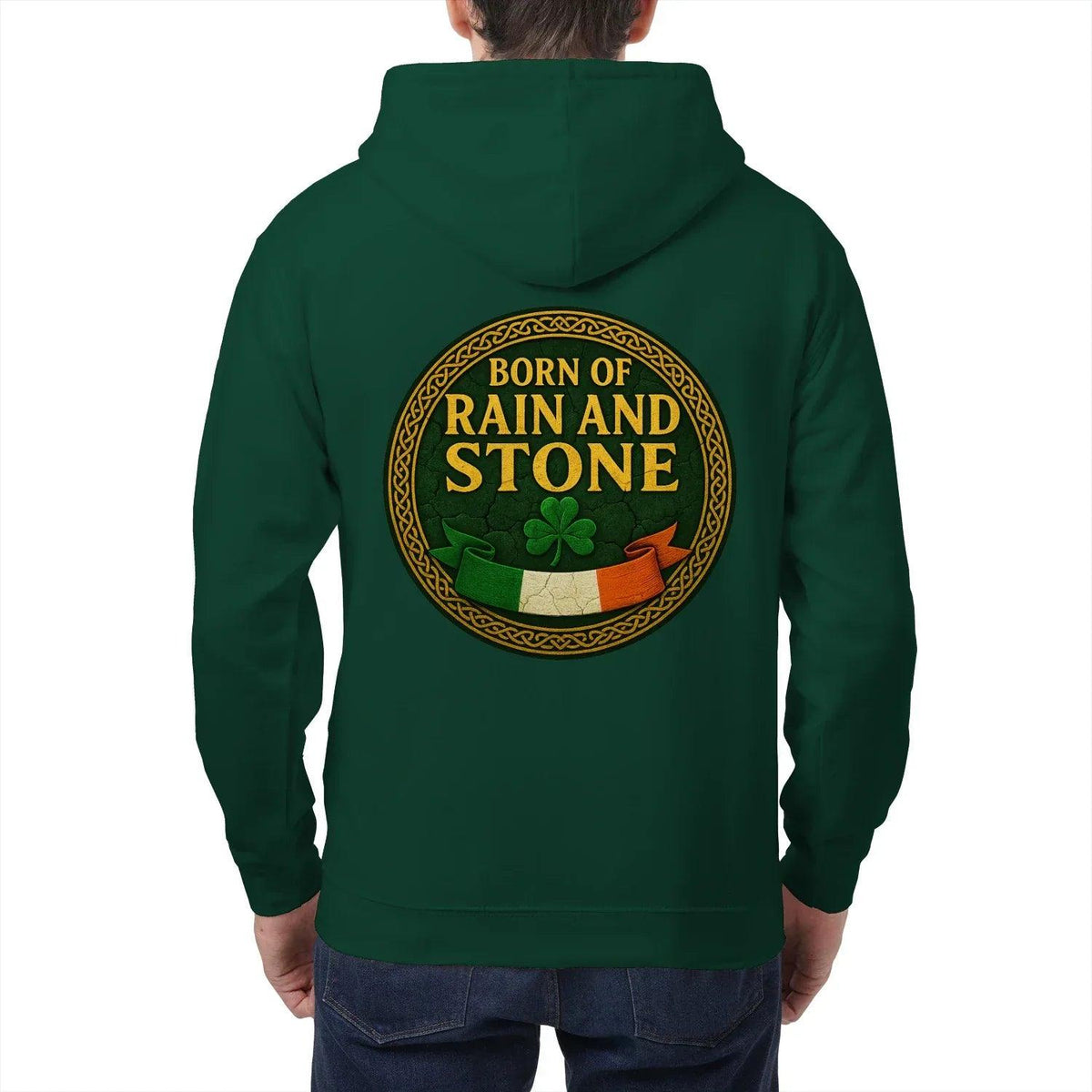 Irish Zip Hoodie - Born of Rain and Stone Unisex Streetwear - Celtic Wolfwear