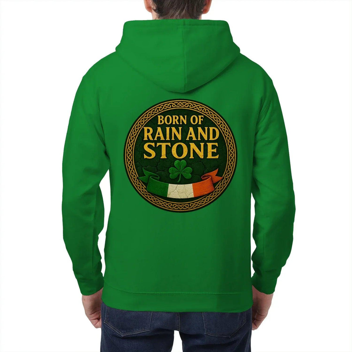 Irish Zip Hoodie - Born of Rain and Stone Unisex Streetwear - Celtic Wolfwear