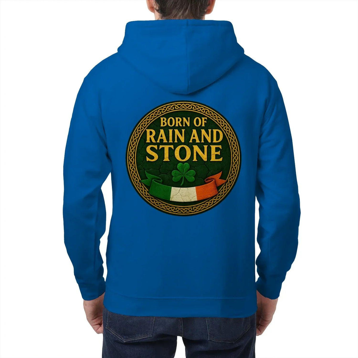 Irish Zip Hoodie - Born of Rain and Stone Unisex Streetwear - Celtic Wolfwear