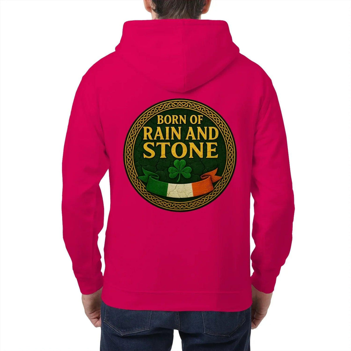Irish Zip Hoodie - Born of Rain and Stone Unisex Streetwear - Celtic Wolfwear