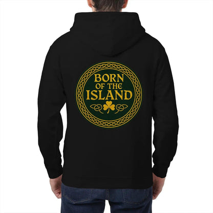 Irish Zip Hoodie - Born of the Island Unisex Streetwear - Celtic Wolfwear