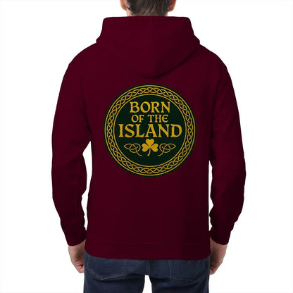 Irish Zip Hoodie - Born of the Island Unisex Streetwear - Celtic Wolfwear