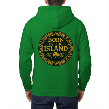 Irish Zip Hoodie - Born of the Island Unisex Streetwear - Celtic Wolfwear