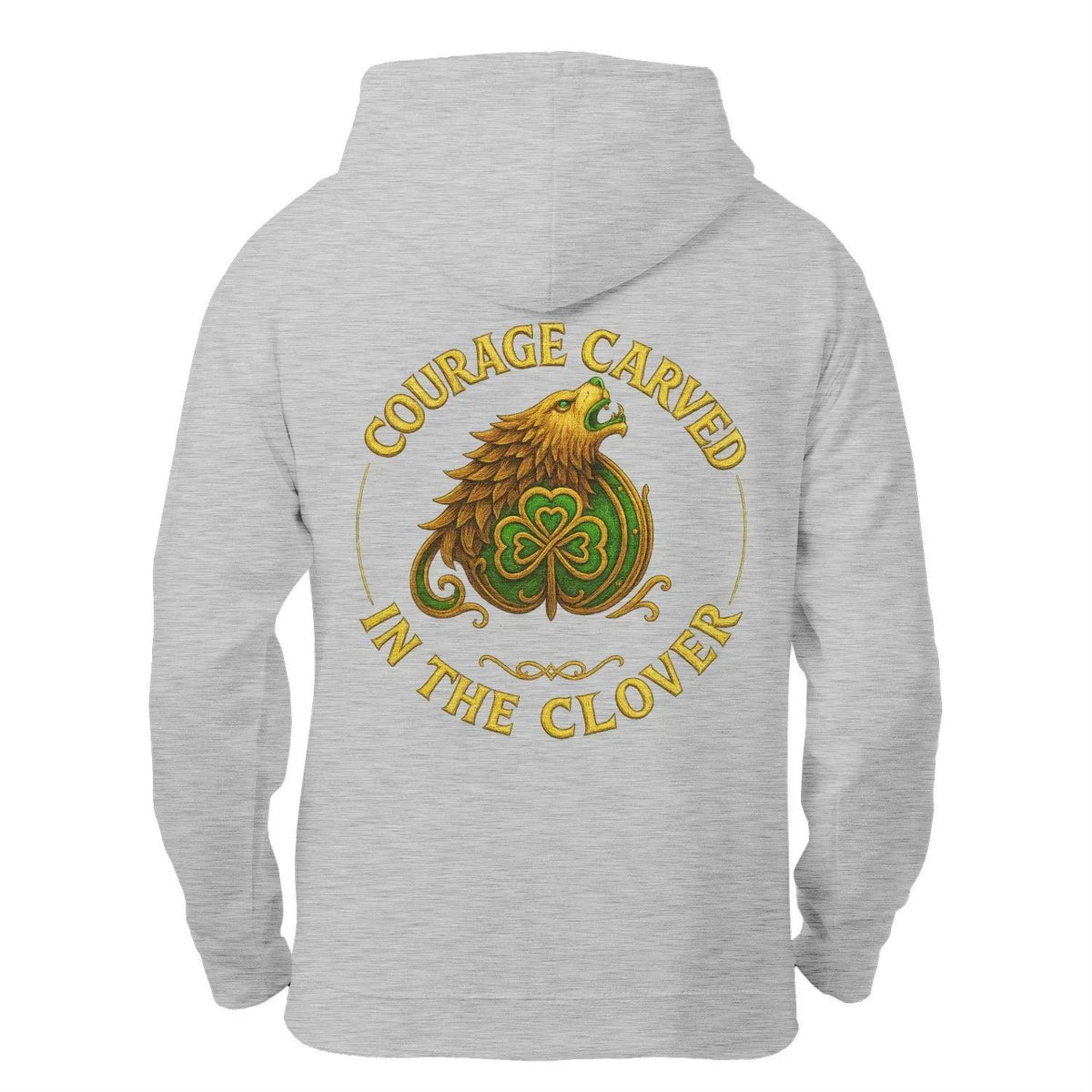 Irish Zip Hoodie - Courage Carved in the Clover Shamrock - Celtic Wolfwear