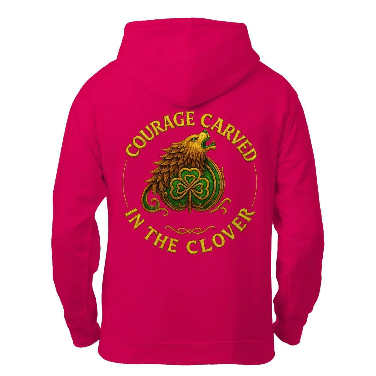 Irish Zip Hoodie - Courage Carved in the Clover Shamrock - Celtic Wolfwear