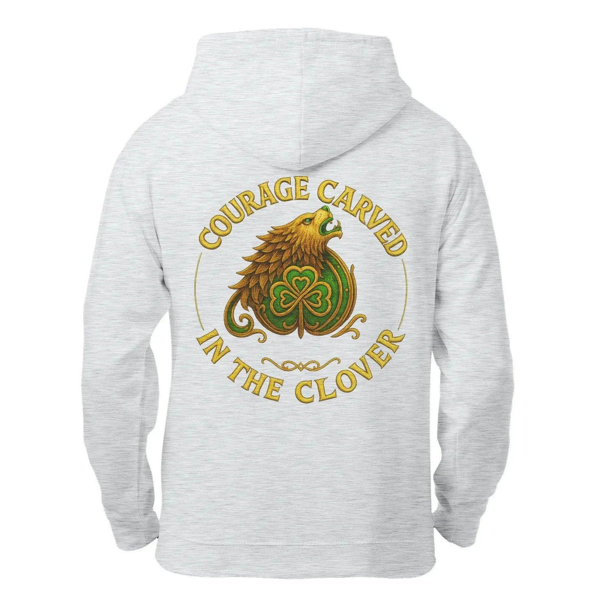 Irish Zip Hoodie - Courage Carved in the Clover Shamrock - Celtic Wolfwear