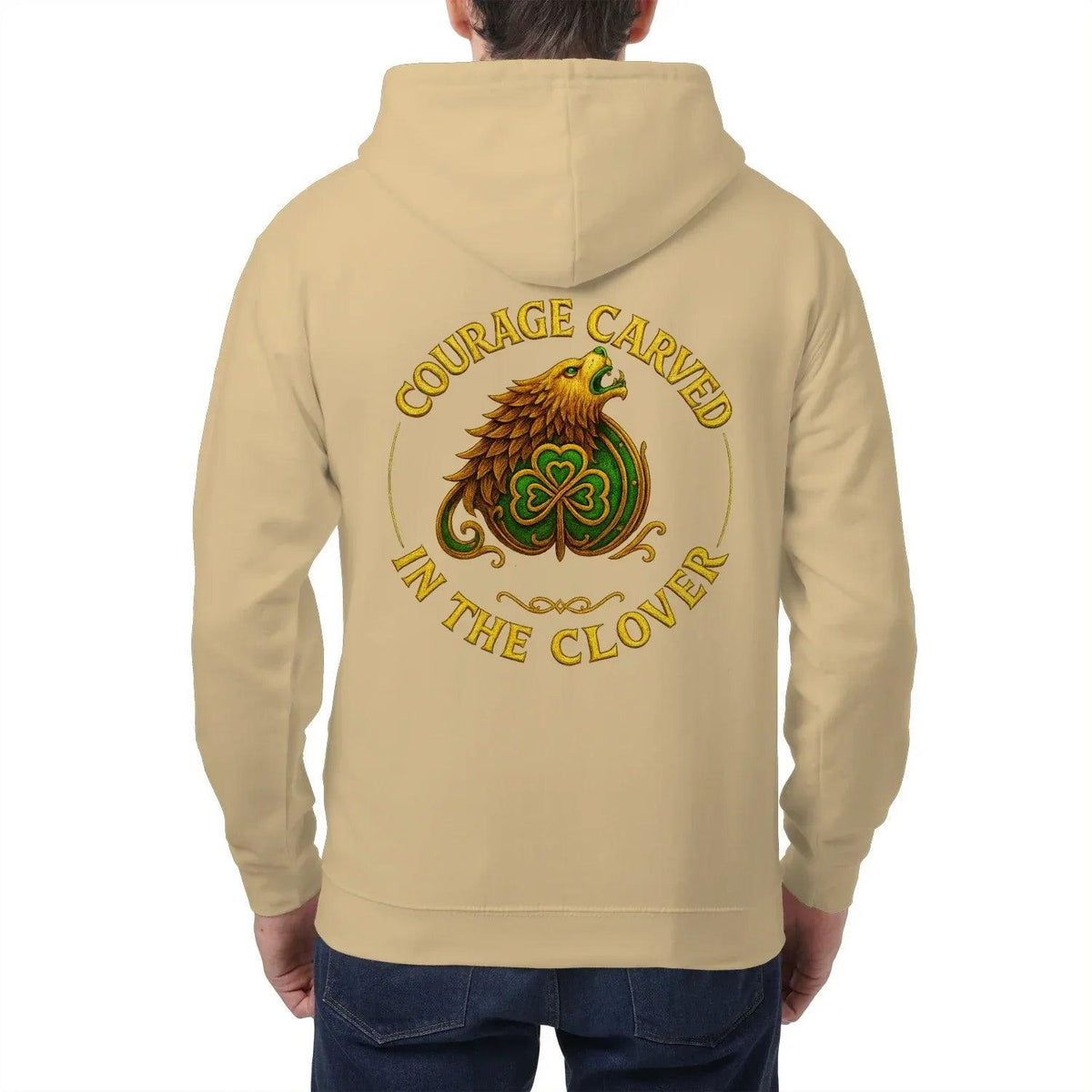 Irish Zip Hoodie - Courage Carved in the Clover Shamrock - Celtic Wolfwear
