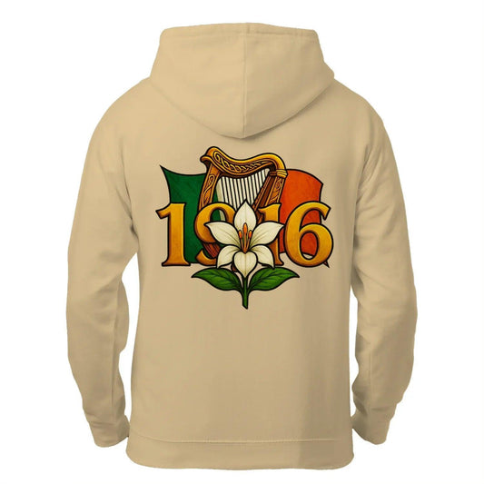 Irish Zip Hoodie - Easter Lily 1916 Heritage Streetwear - Celtic Wolfwear