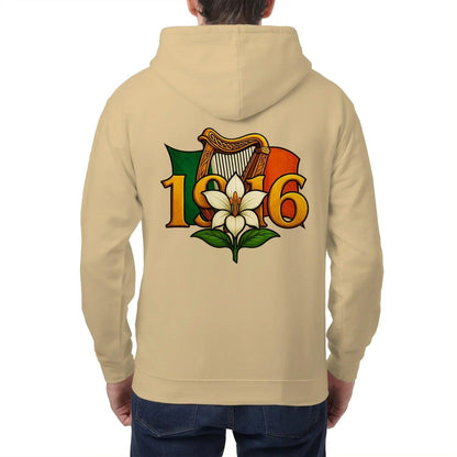 Irish Zip Hoodie - Easter Lily 1916 Heritage Streetwear - Celtic Wolfwear