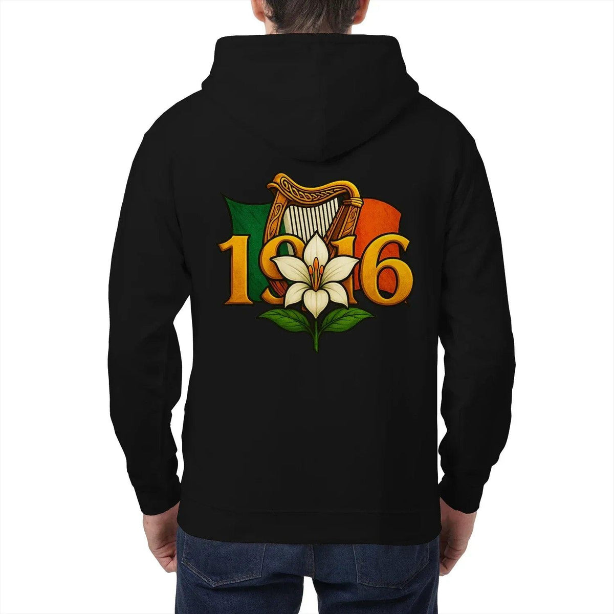 Irish Zip Hoodie - Easter Lily 1916 Heritage Streetwear - Celtic Wolfwear