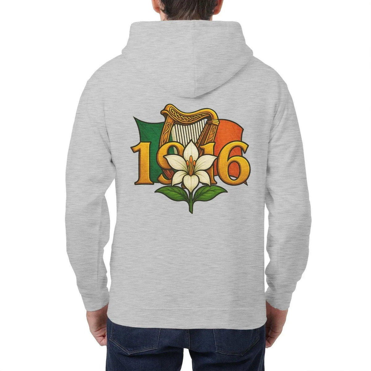 Irish Zip Hoodie - Easter Lily 1916 Heritage Streetwear - Celtic Wolfwear
