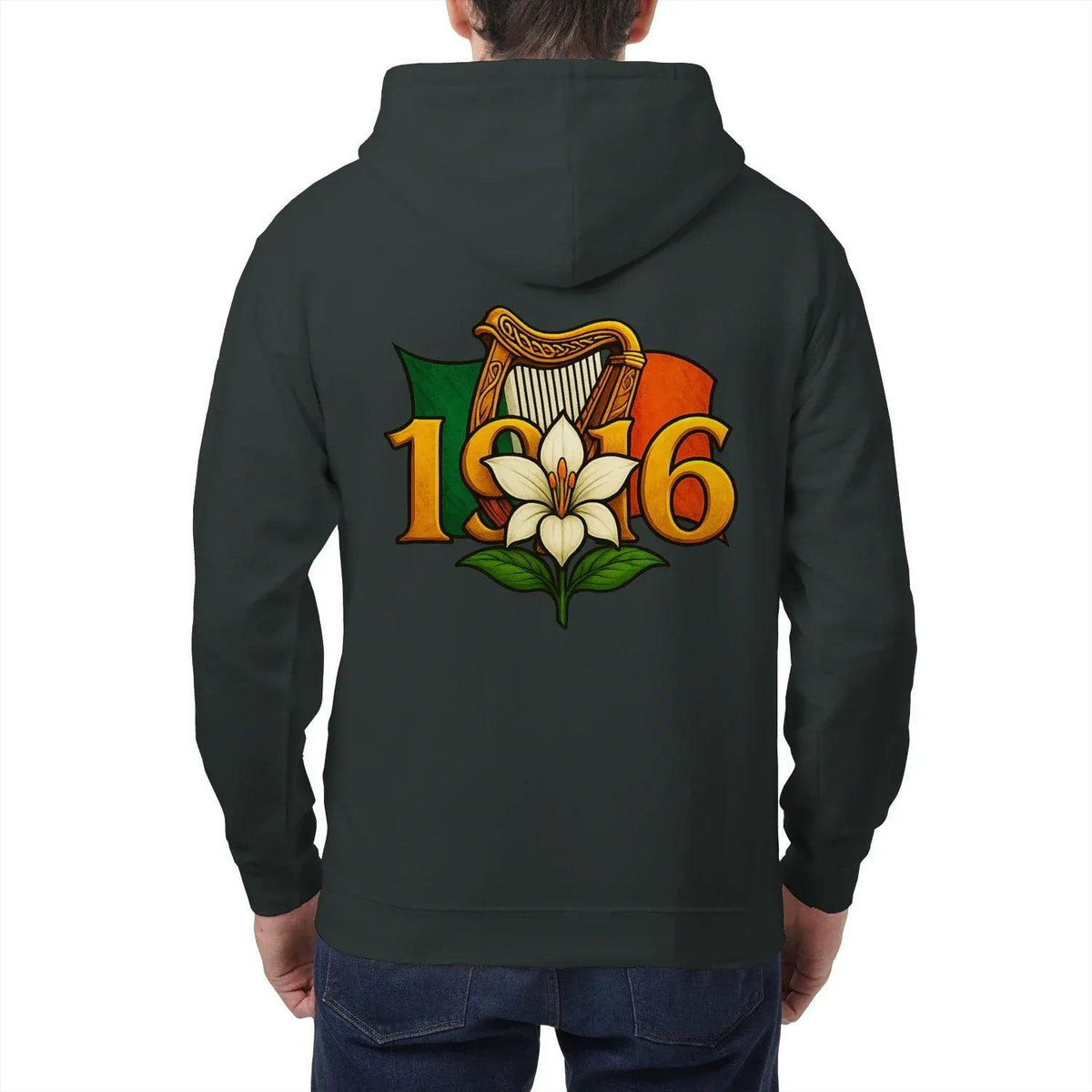Irish Zip Hoodie - Easter Lily 1916 Heritage Streetwear - Celtic Wolfwear