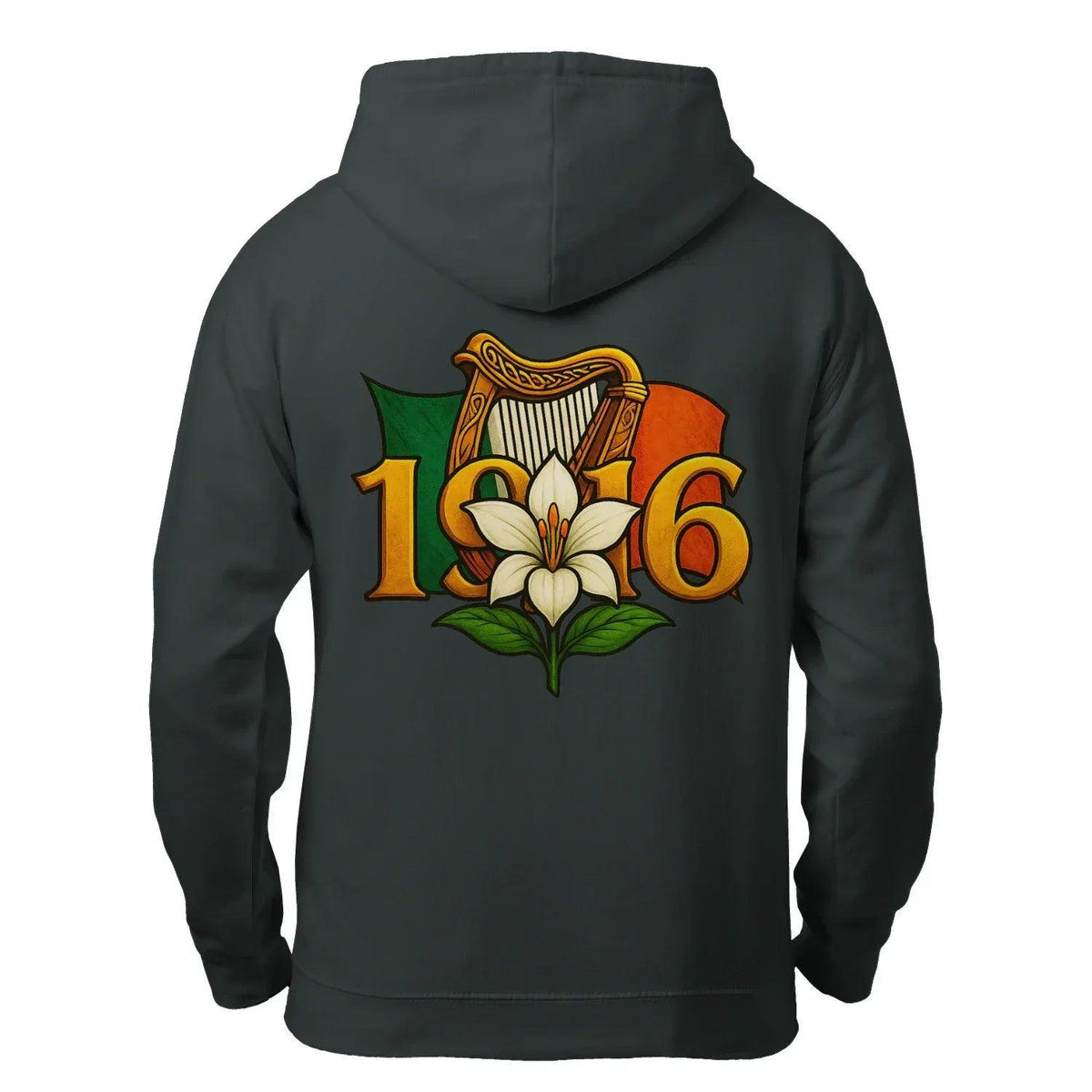 Irish Zip Hoodie - Easter Lily 1916 Heritage Streetwear - Celtic Wolfwear