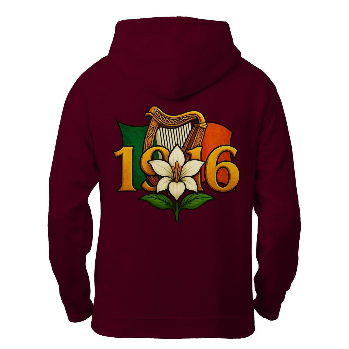 Irish Zip Hoodie - Easter Lily 1916 Heritage Streetwear - Celtic Wolfwear