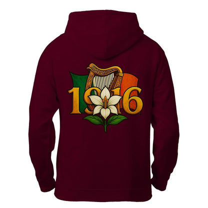 Irish Zip Hoodie - Easter Lily 1916 Heritage Streetwear - Celtic Wolfwear