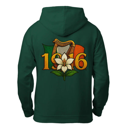 Irish Zip Hoodie - Easter Lily 1916 Heritage Streetwear - Celtic Wolfwear