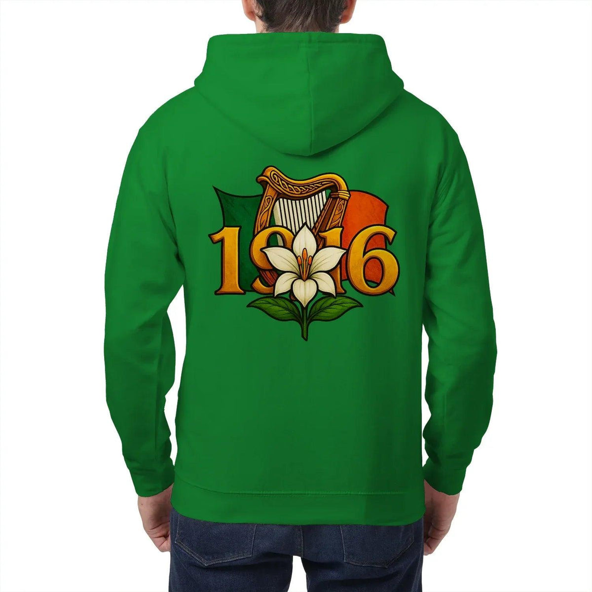 Irish Zip Hoodie - Easter Lily 1916 Heritage Streetwear - Celtic Wolfwear