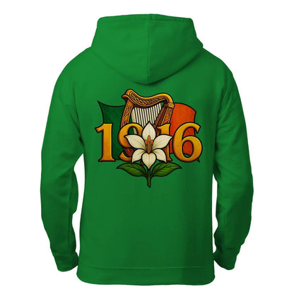 Irish Zip Hoodie - Easter Lily 1916 Heritage Streetwear - Celtic Wolfwear
