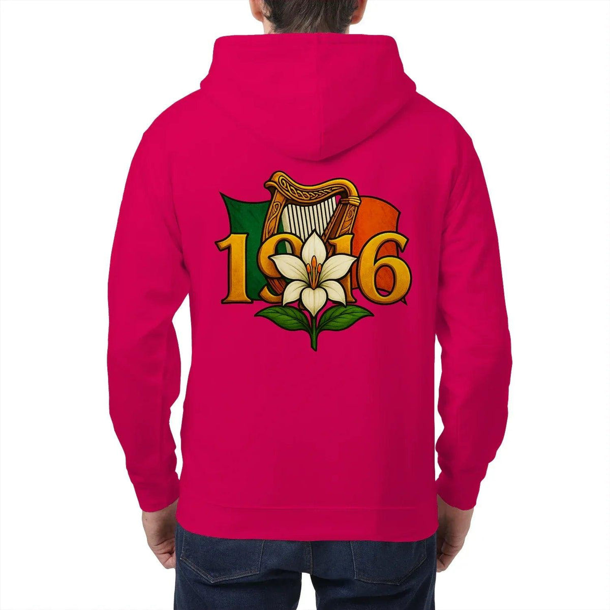 Irish Zip Hoodie - Easter Lily 1916 Heritage Streetwear - Celtic Wolfwear