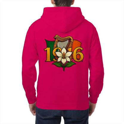 Irish Zip Hoodie - Easter Lily 1916 Heritage Streetwear - Celtic Wolfwear