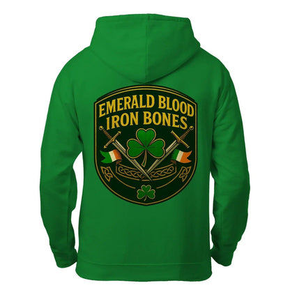 Irish Zip Hoodie - Emerald Blood Iron Bones, Unisex - Celtic Wolfwear