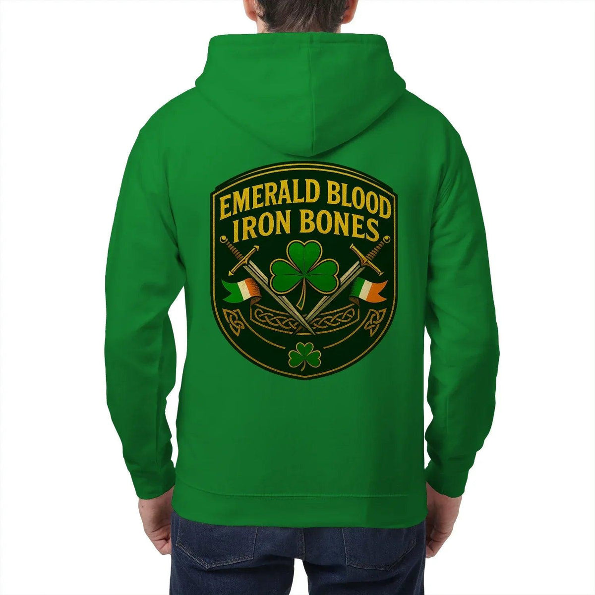 Irish Zip Hoodie - Emerald Blood Iron Bones, Unisex - Celtic Wolfwear