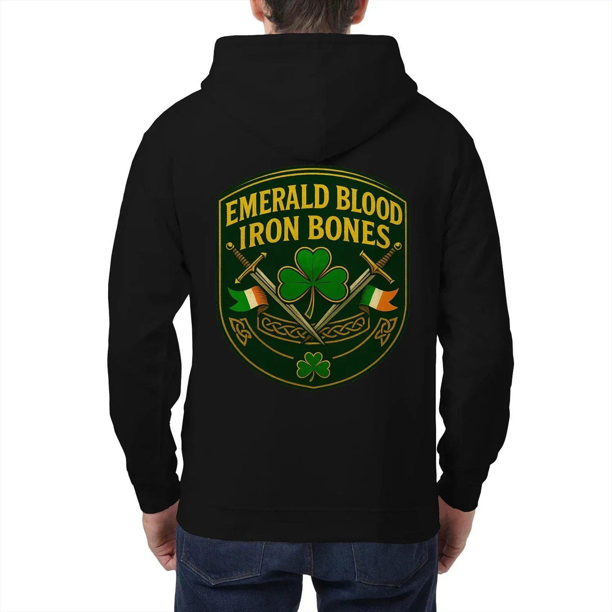 Irish Zip Hoodie - Emerald Blood Iron Bones, Unisex - Celtic Wolfwear