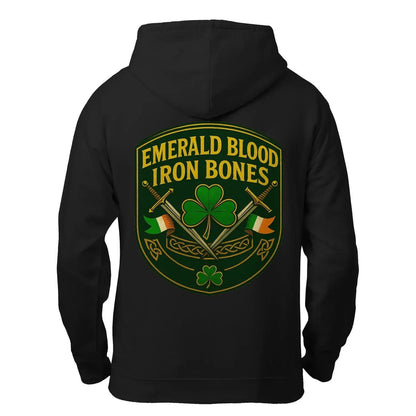 Irish Zip Hoodie - Emerald Blood Iron Bones, Unisex - Celtic Wolfwear