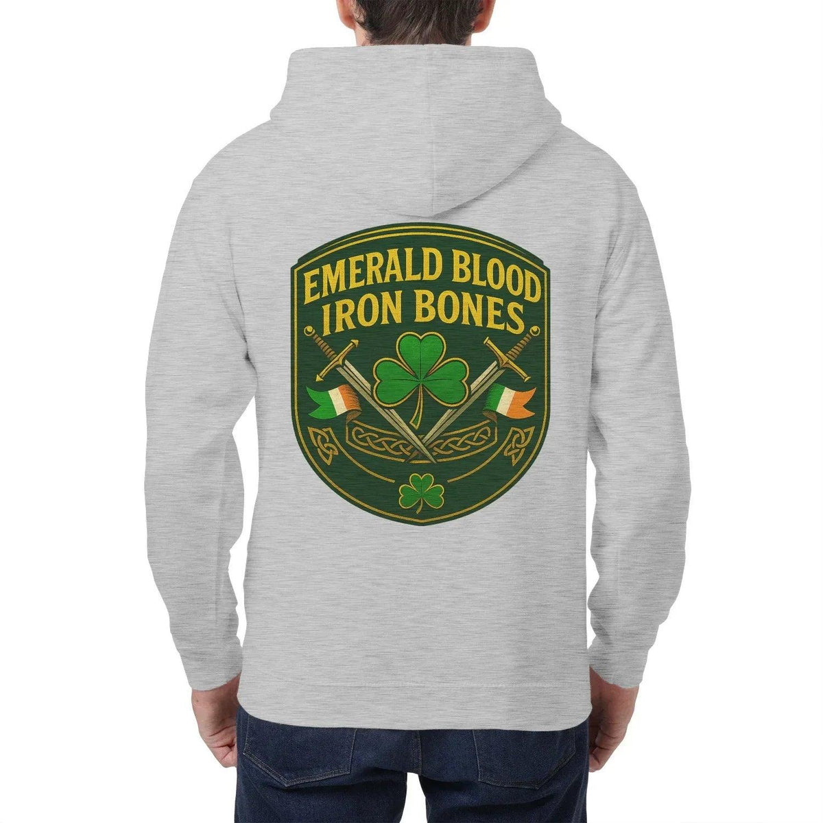 Irish Zip Hoodie - Emerald Blood Iron Bones, Unisex - Celtic Wolfwear