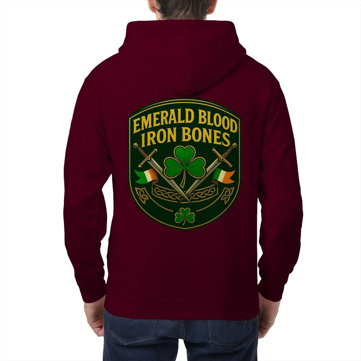 Irish Zip Hoodie - Emerald Blood Iron Bones, Unisex - Celtic Wolfwear