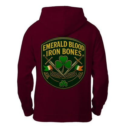 Irish Zip Hoodie - Emerald Blood Iron Bones, Unisex - Celtic Wolfwear