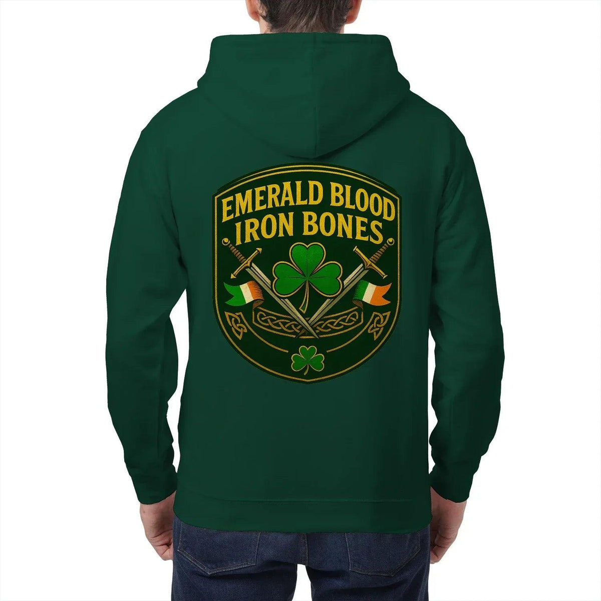 Irish Zip Hoodie - Emerald Blood Iron Bones, Unisex - Celtic Wolfwear