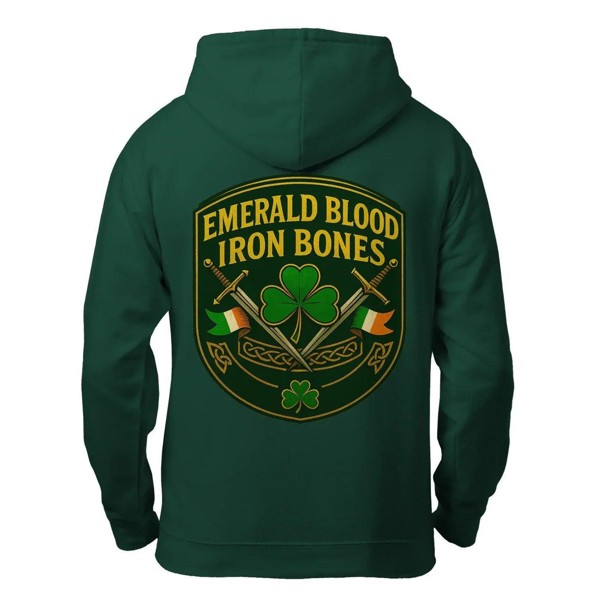 Irish Zip Hoodie - Emerald Blood Iron Bones, Unisex - Celtic Wolfwear