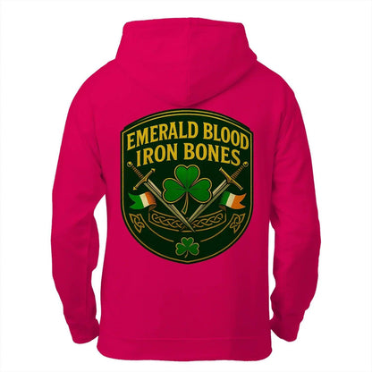 Irish Zip Hoodie - Emerald Blood Iron Bones, Unisex - Celtic Wolfwear